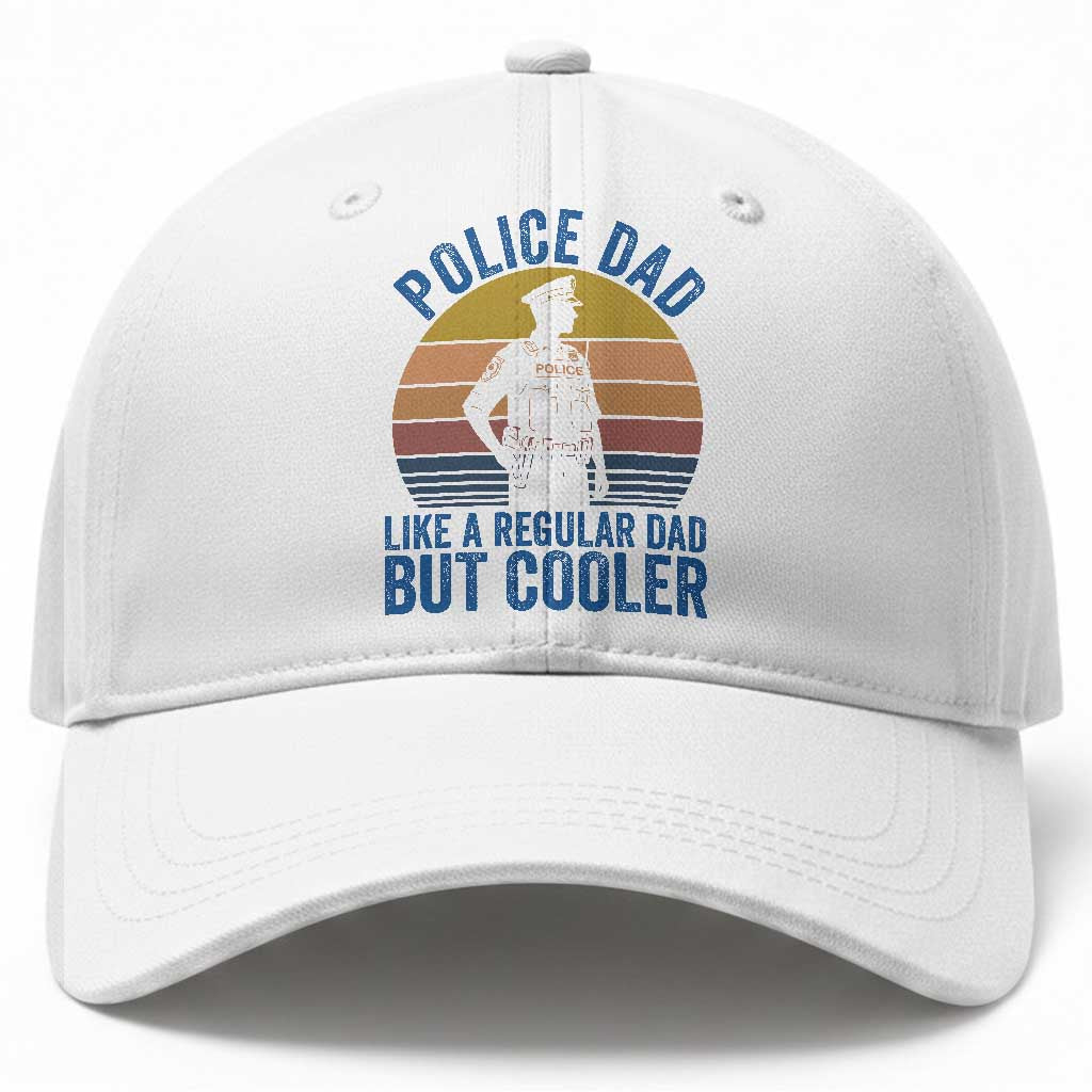 Police Dad Vintage Sunset Law Enforcement Baseball Cap Like A Regular Dad But Cooler