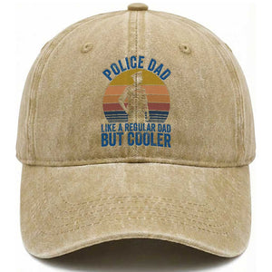 Police Dad Vintage Sunset Law Enforcement Washed Cotton Baseball Cap Like A Regular Dad But Cooler