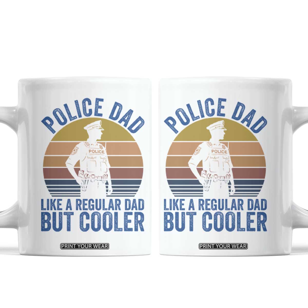 Police Dad Vintage Sunset Law Enforcement Coffee Mug Like A Regular Dad But Cooler