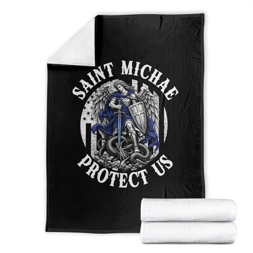 Law Enforcement Officer Saint Michael Archangel Throw Blanket Protect Us Catholic Police Gift