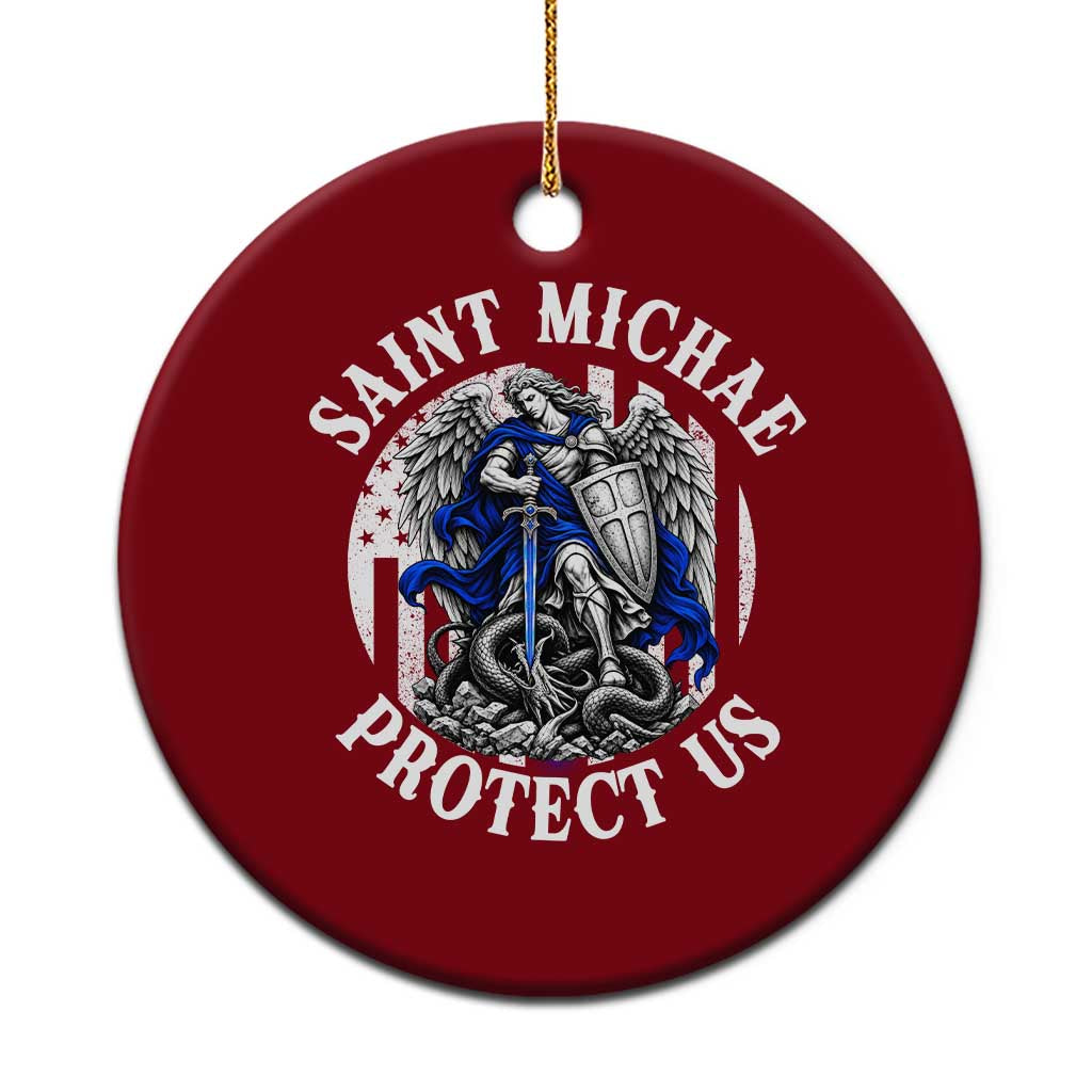 Law Enforcement Officer Saint Michael Archangel Ceramic Ornament Protect Us Catholic Police Gift