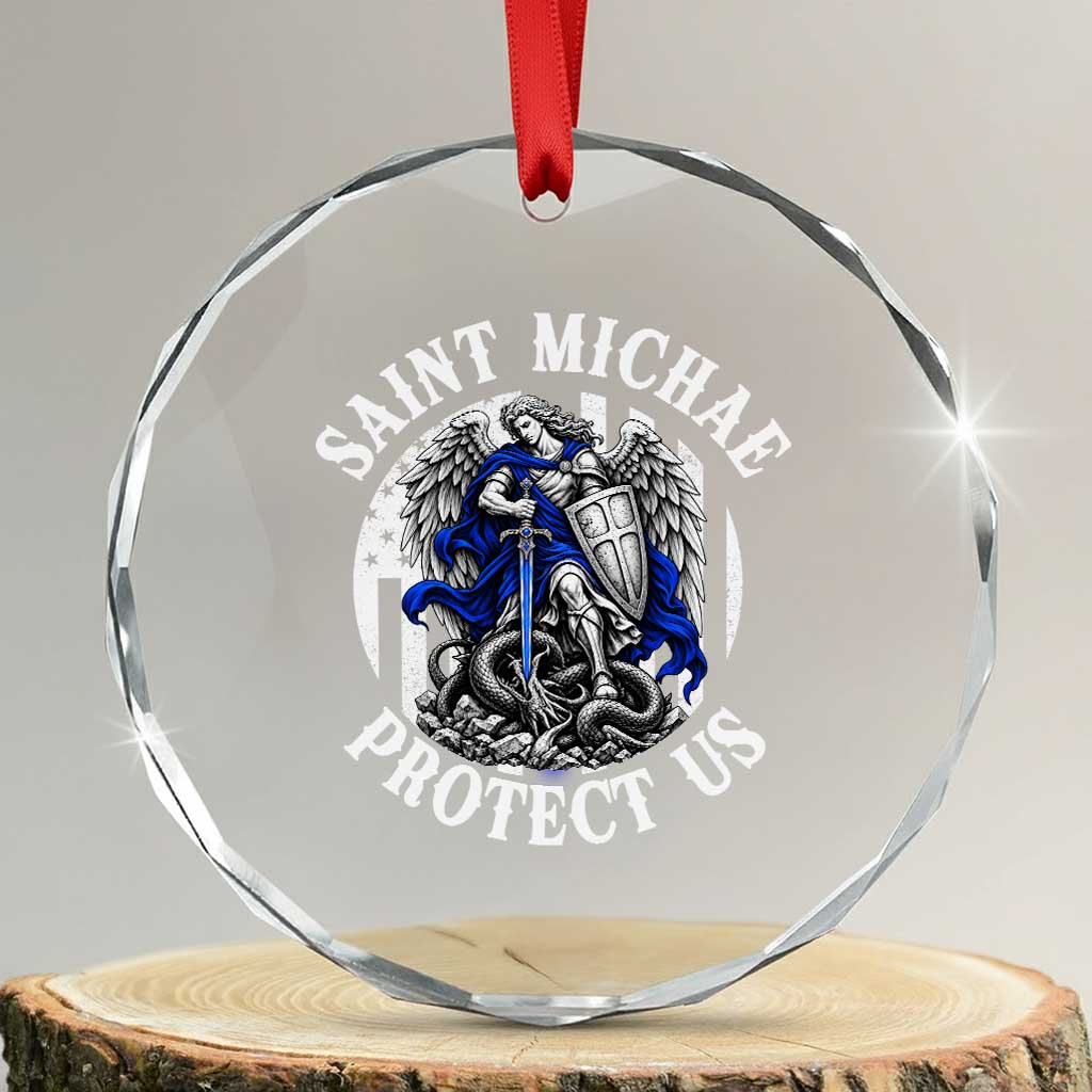 Law Enforcement Officer Saint Michael Archangel Crystal Glass Ornament Protect Us Catholic Police Gift