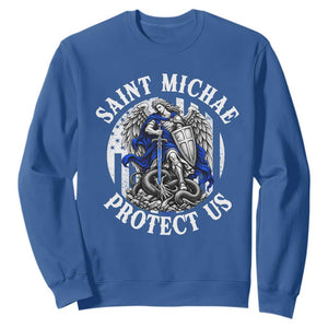 Law Enforcement Officer Saint Michael Archangel Sweatshirt Protect Us Catholic Police Gift