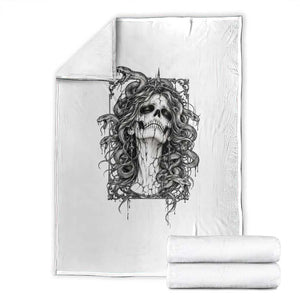 Gothic Medusa Skull Snake Greek Mythology Throw Blanket Dark Fantasy