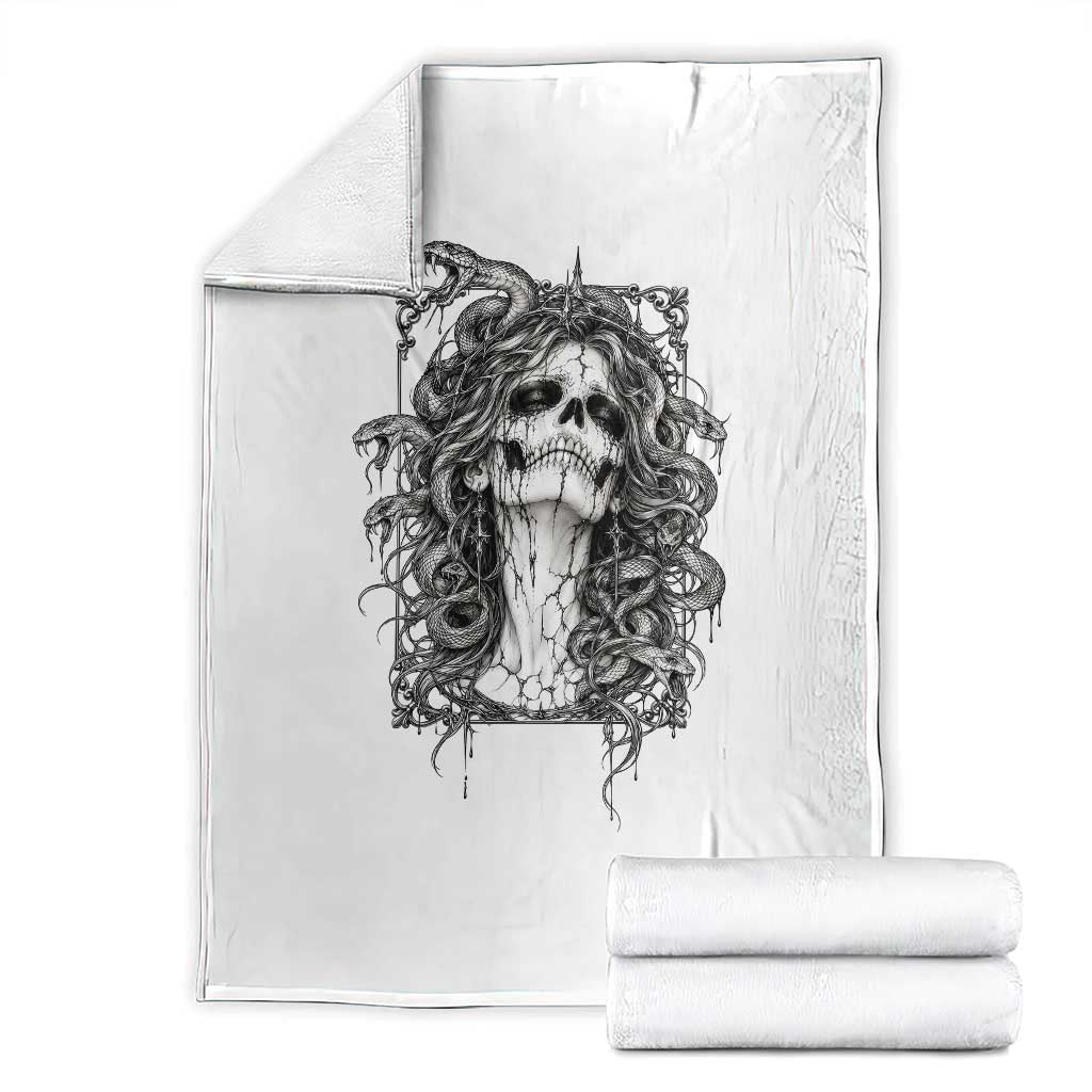 Gothic Medusa Skull Snake Greek Mythology Throw Blanket Dark Fantasy