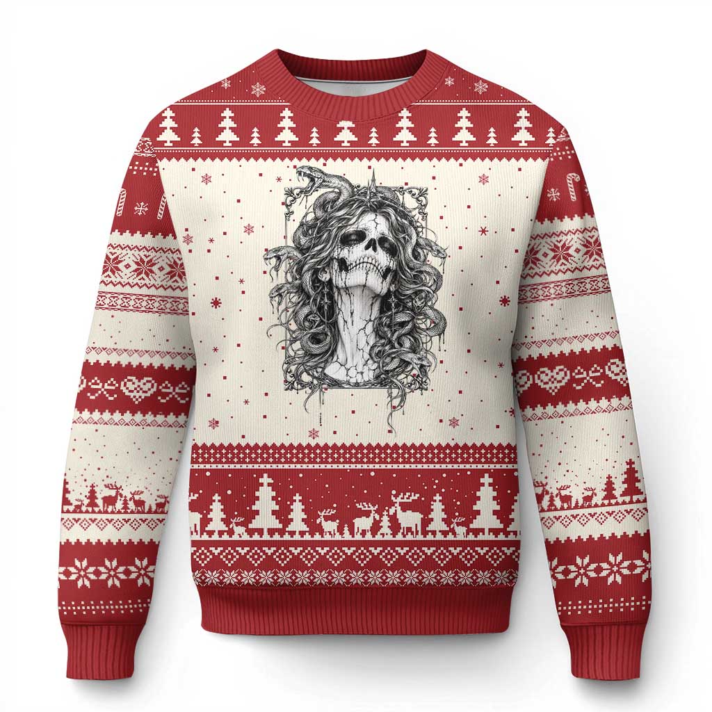 Gothic Medusa Skull Snake Greek Mythology Ugly Christmas Sweater Dark Fantasy
