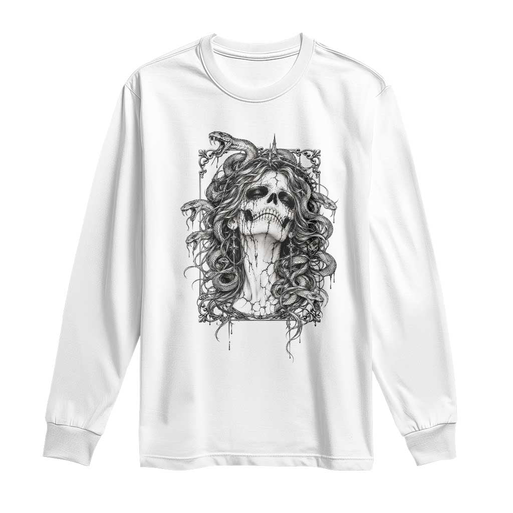Gothic Medusa Skull Snake Greek Mythology Long Sleeve Shirt Dark Fantasy