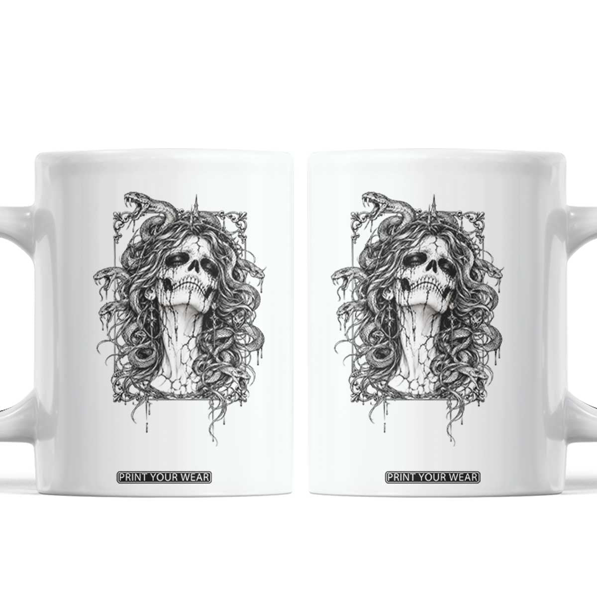 Gothic Medusa Skull Snake Greek Mythology Coffee Mug Dark Fantasy