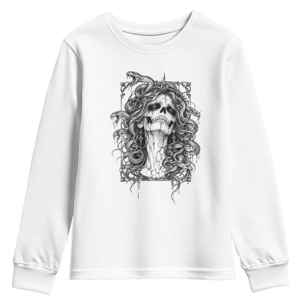 Gothic Medusa Skull Snake Greek Mythology Youth Sweatshirt Dark Fantasy