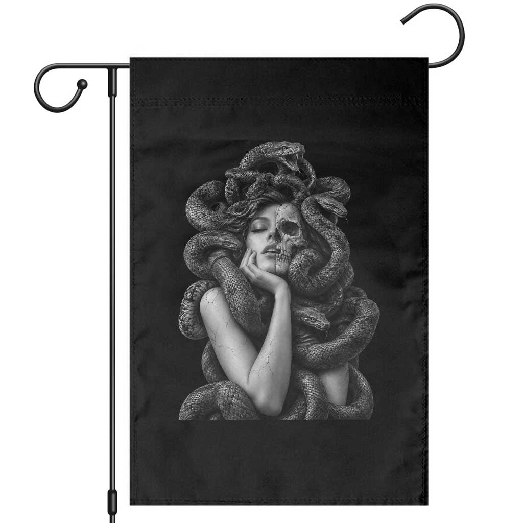 Vintage Medusa Half Skull Greek Mythology Garden Flag Gothic Dark Fantasy Art
