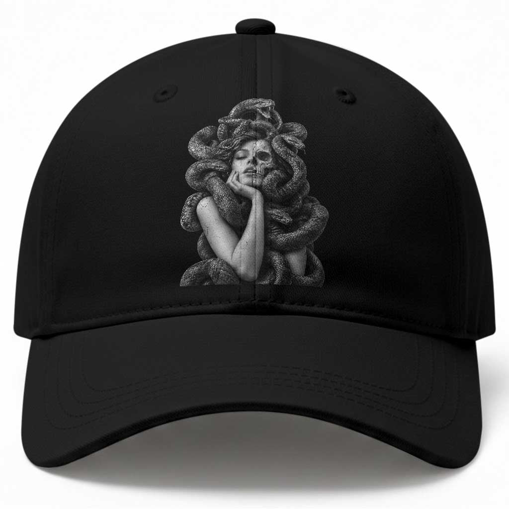 Vintage Medusa Half Skull Greek Mythology Baseball Cap Gothic Dark Fantasy Art