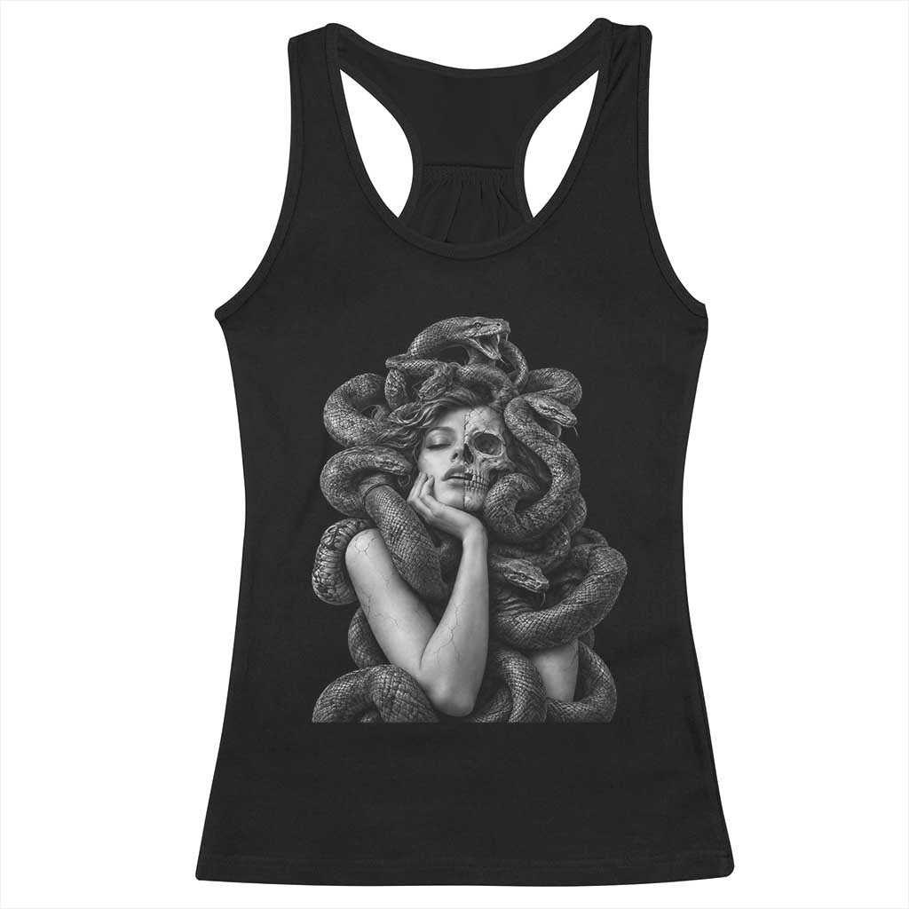 Vintage Medusa Half Skull Greek Mythology Racerback Tank Top Gothic Dark Fantasy Art