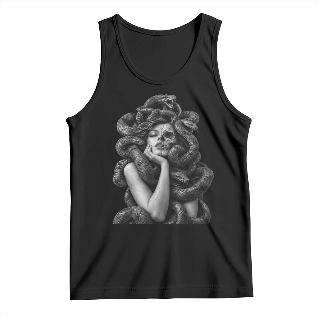Vintage Medusa Half Skull Greek Mythology Tank Top Gothic Dark Fantasy Art