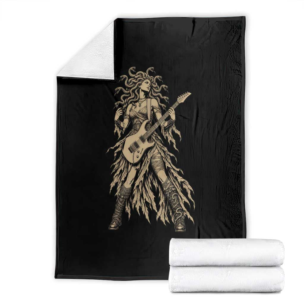 Gothic Medusa Guitarist Greek Mythology Throw Blanket Electric Guitar Metal Fantasy