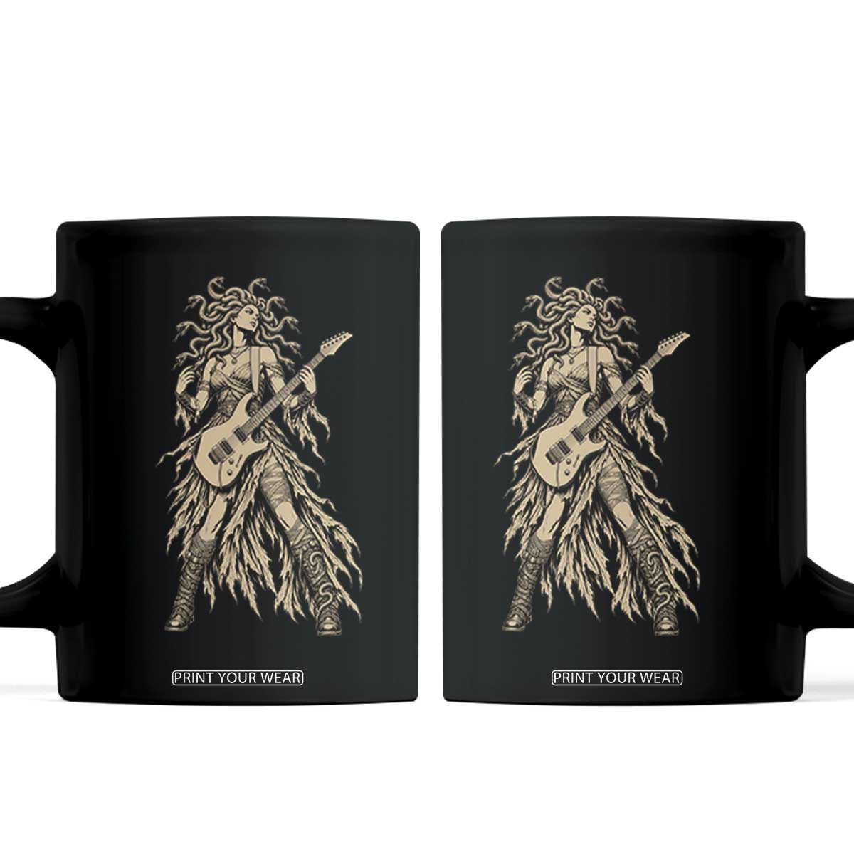 Gothic Medusa Guitarist Greek Mythology Coffee Mug Electric Guitar Metal Fantasy