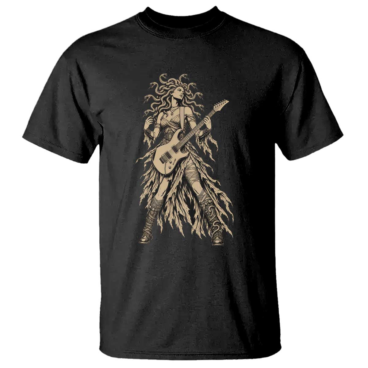 Gothic Medusa Guitarist Greek Mythology T Shirt Electric Guitar Metal Fantasy