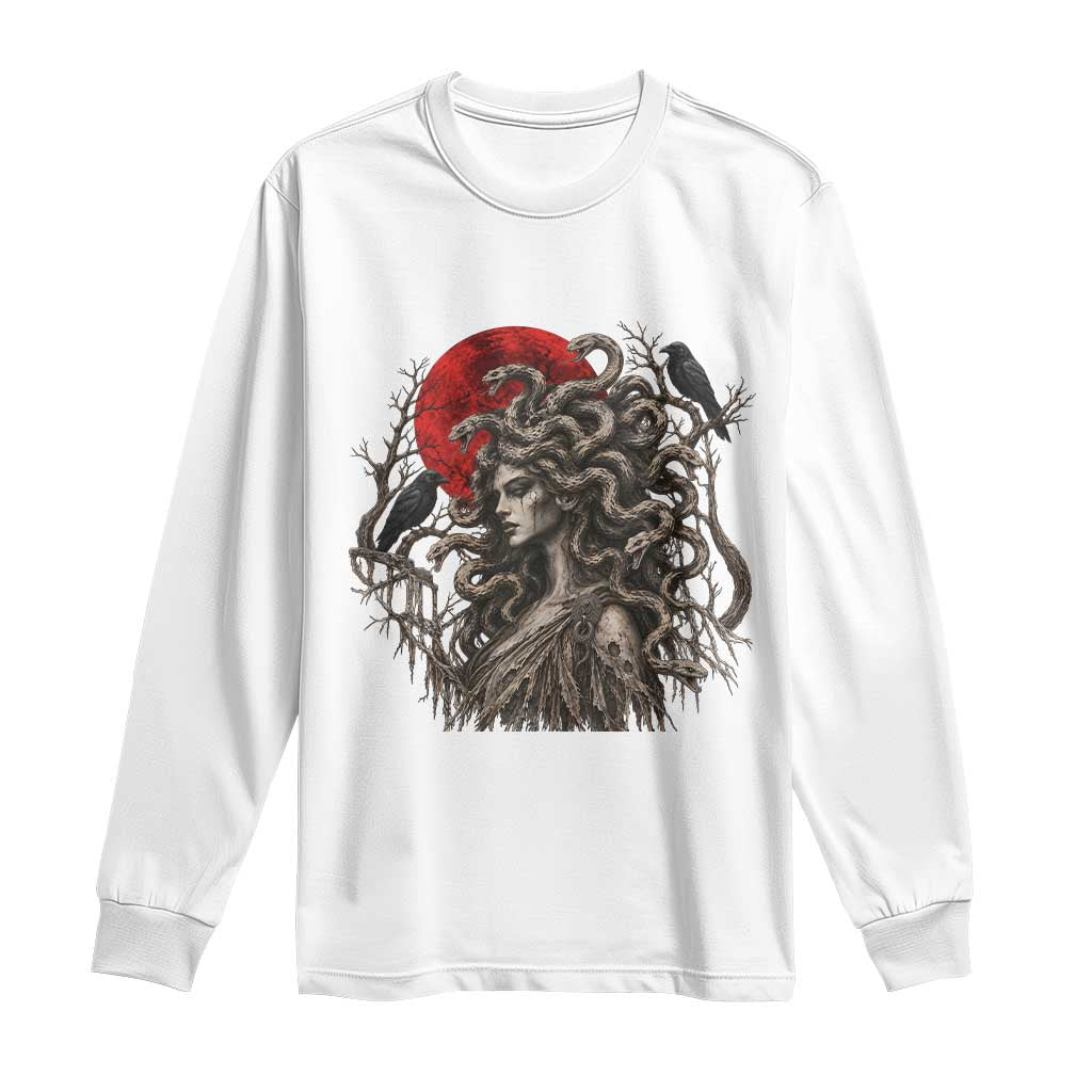 Gothic Medusa Blood Moon Greek Mythology Long Sleeve Shirt Dark Art Halloween