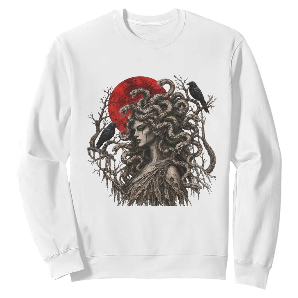 Gothic Medusa Blood Moon Greek Mythology Sweatshirt Dark Art Halloween