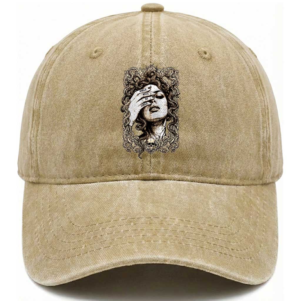 Gothic Medusa Greek Mythology Feminist Washed Cotton Baseball Cap Girls Will Be Girls
