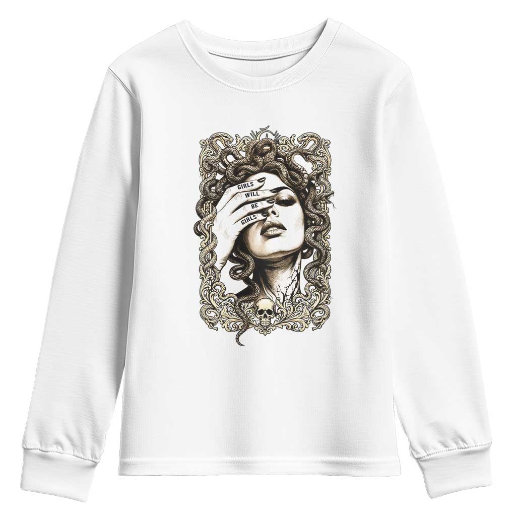 Gothic Medusa Greek Mythology Feminist Youth Sweatshirt Girls Will Be Girls