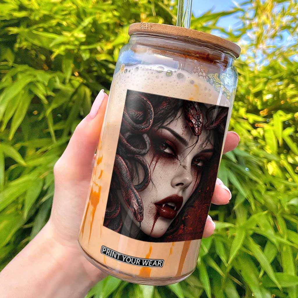 Vampire Medusa Greek Mythology Occult Glass Can Dark Scary Grunge Horror