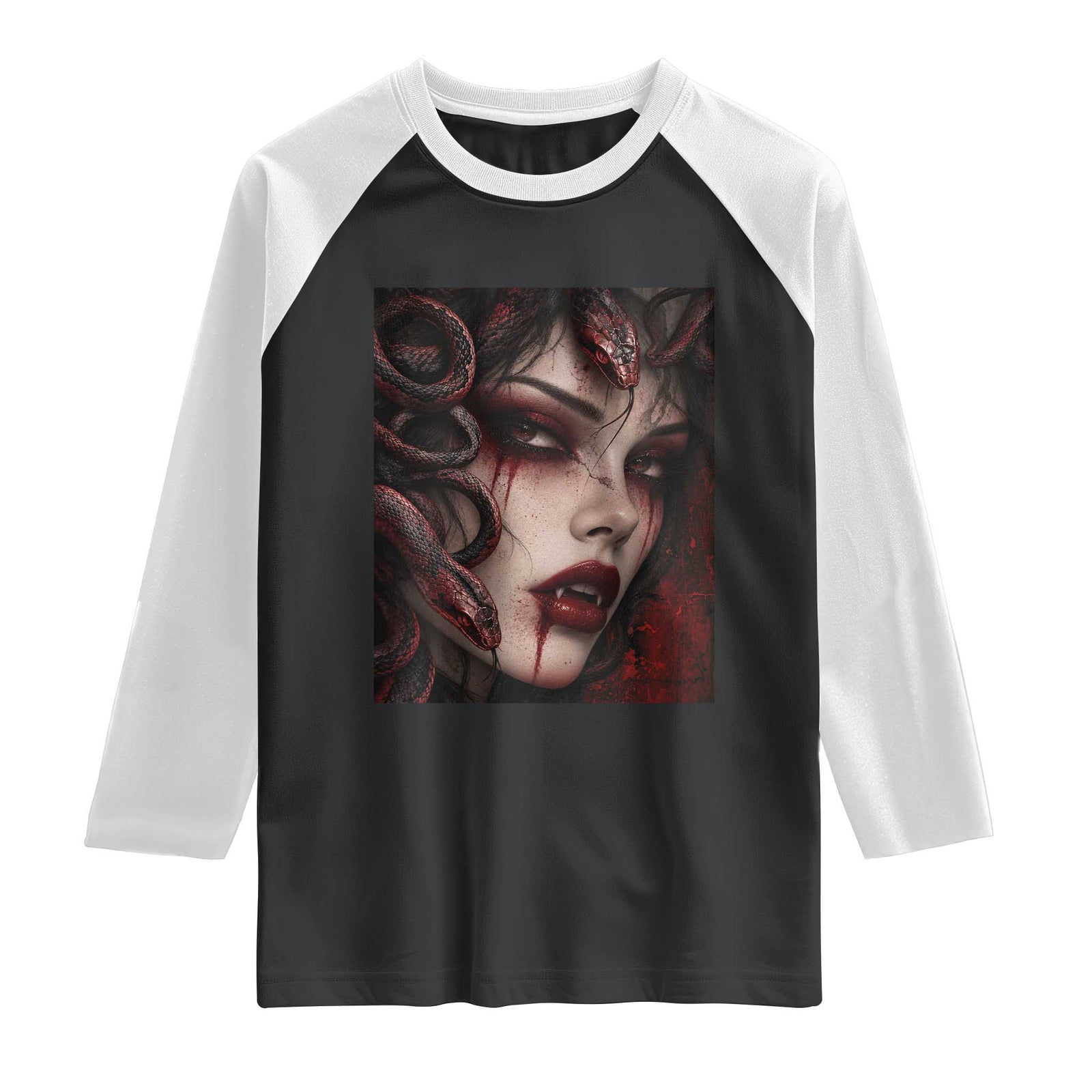 Vampire Medusa Greek Mythology Occult Raglan Shirt Dark Scary Grunge Horror