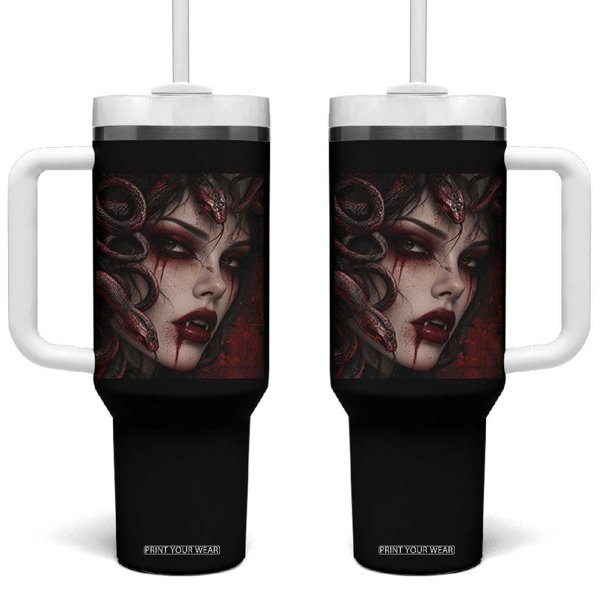 Vampire Medusa Greek Mythology Occult Tumbler With Handle Dark Scary Grunge Horror