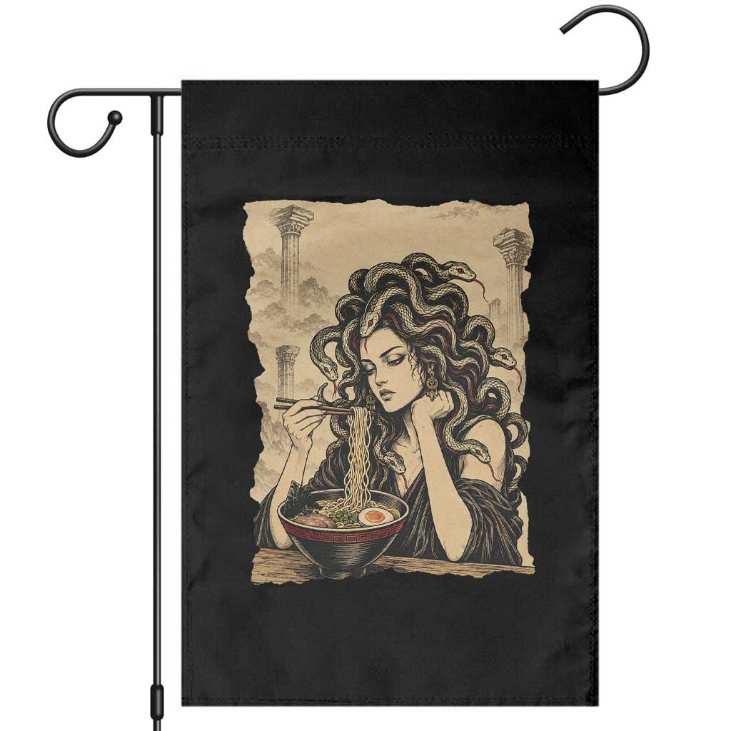 Medusa Eating Ramen Greek Mythology Garden Flag Gothic Japanese Food