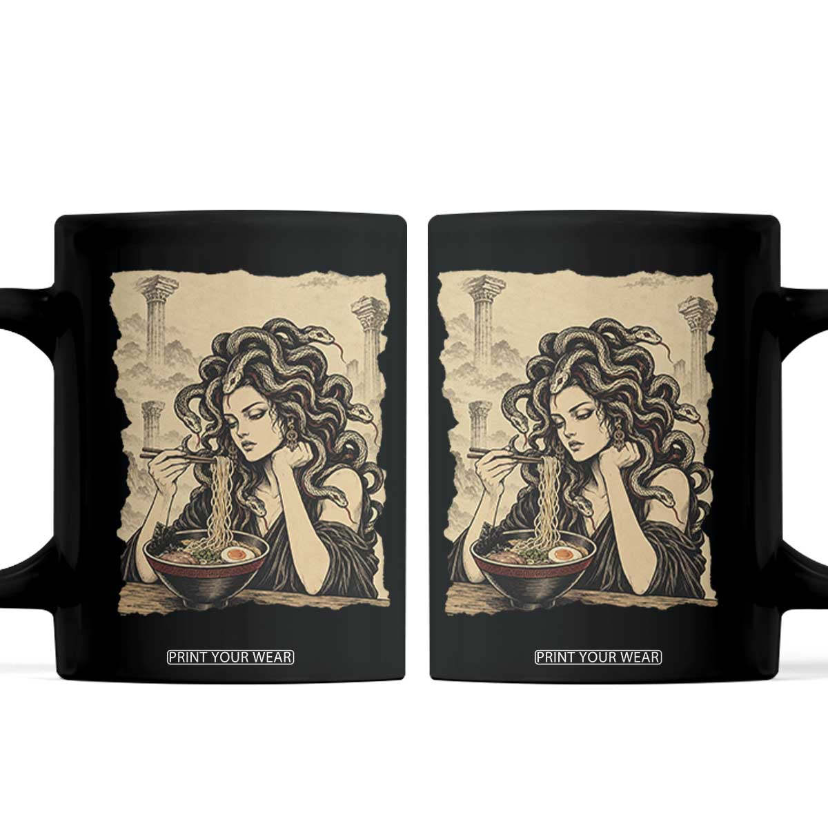 Medusa Eating Ramen Greek Mythology Coffee Mug Gothic Japanese Food
