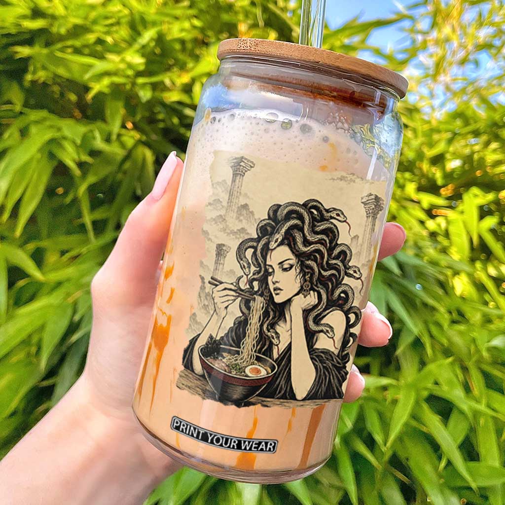 Medusa Eating Ramen Greek Mythology Glass Can Gothic Japanese Food