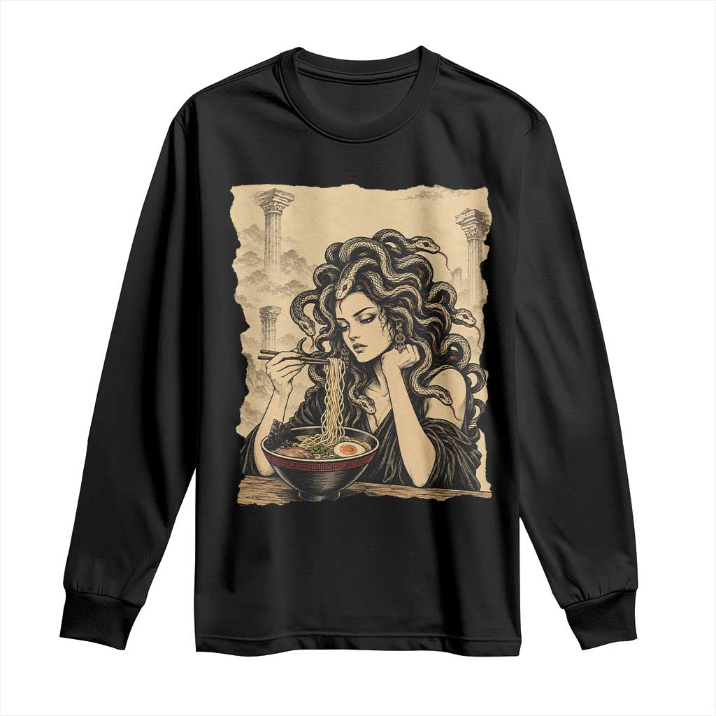 Medusa Eating Ramen Greek Mythology Long Sleeve Shirt Gothic Japanese Food