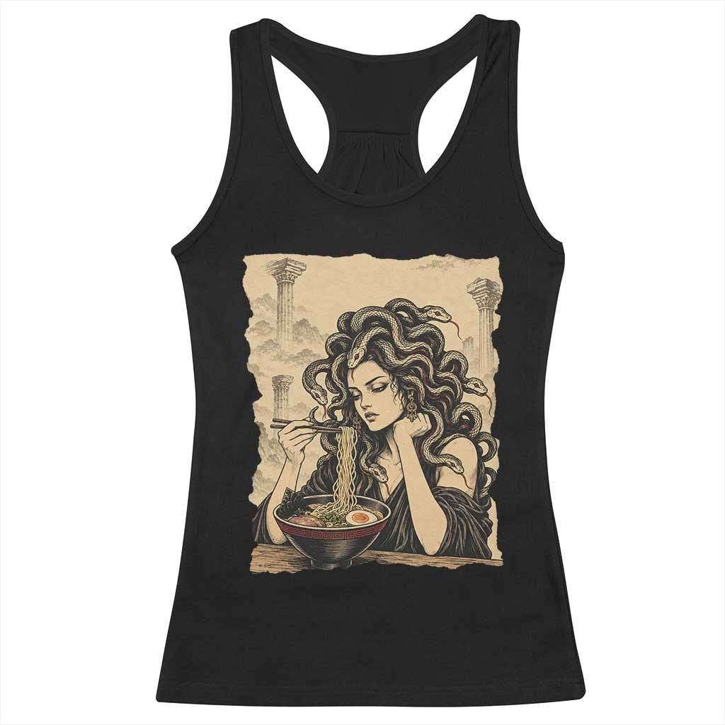 Medusa Eating Ramen Greek Mythology Racerback Tank Top Gothic Japanese Food