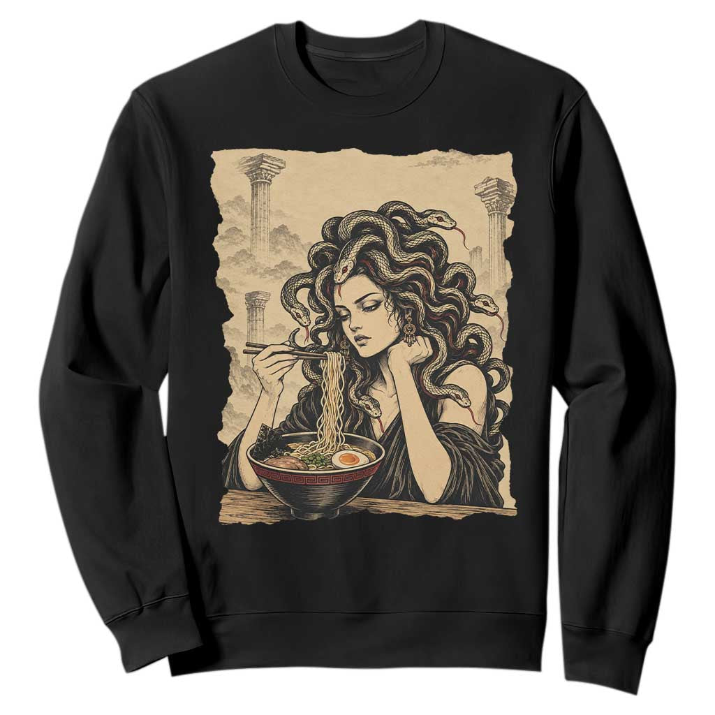 Medusa Eating Ramen Greek Mythology Sweatshirt Gothic Japanese Food