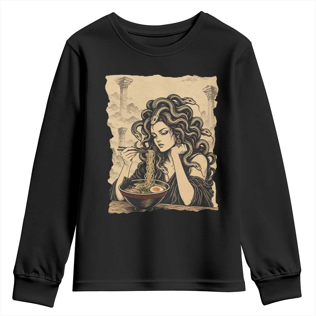 Medusa Eating Ramen Greek Mythology Youth Sweatshirt Gothic Japanese Food