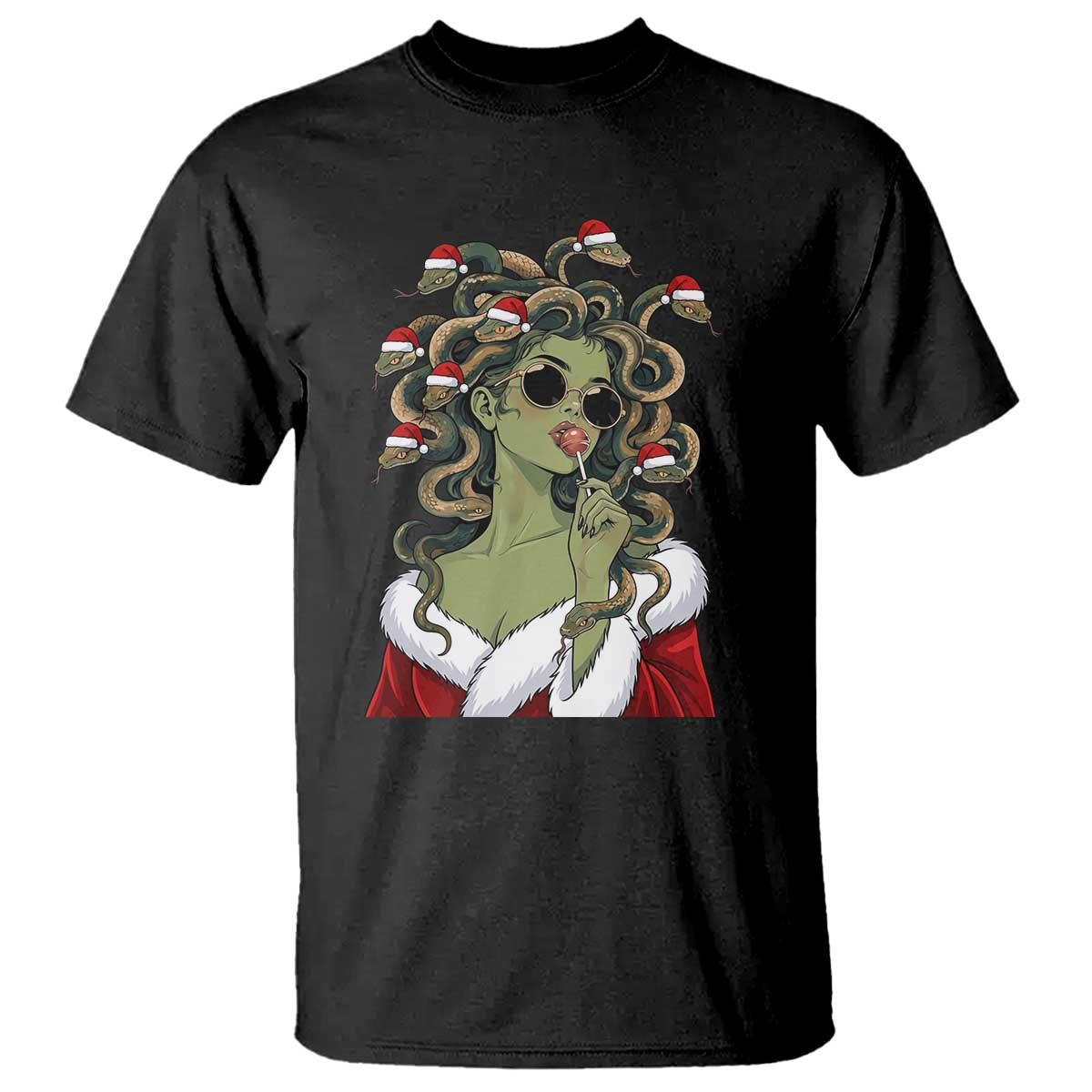 Christmas Medusa Lollipop Greek Mythology Holiday Gift T Shirt