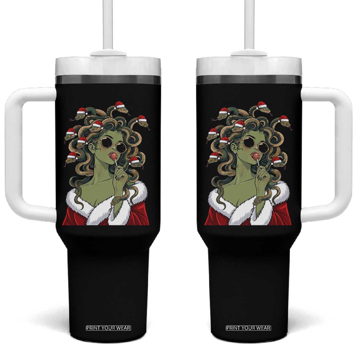 Christmas Medusa Lollipop Greek Mythology Holiday Gift Tumbler With Handle