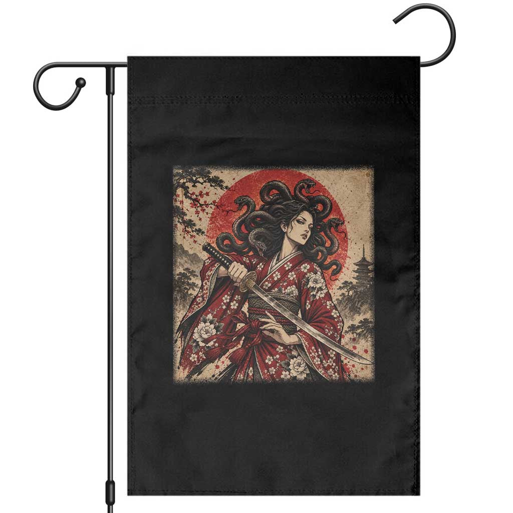 Vintage Ukiyoe Medusa Samurai Katana Garden Flag Japanese Greek Mythology Art