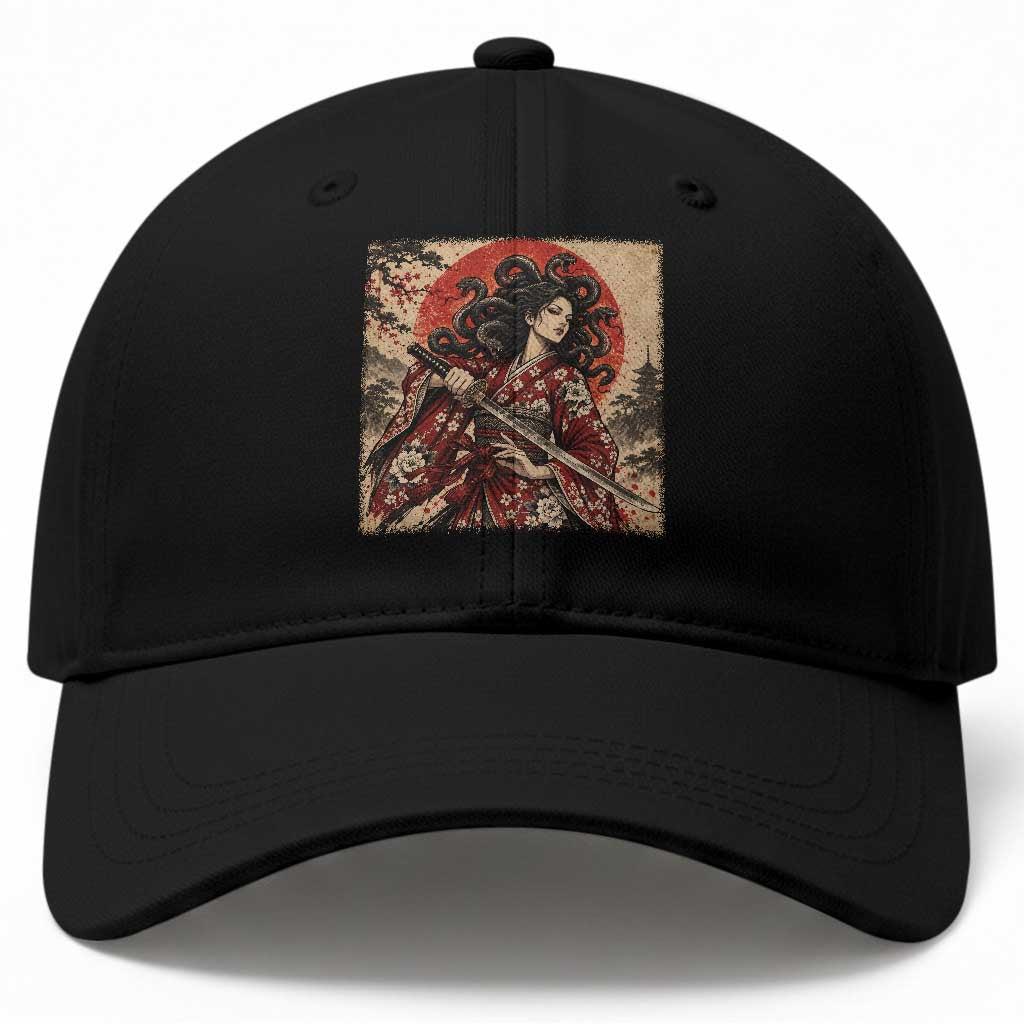 Vintage Ukiyoe Medusa Samurai Katana Baseball Cap Japanese Greek Mythology Art