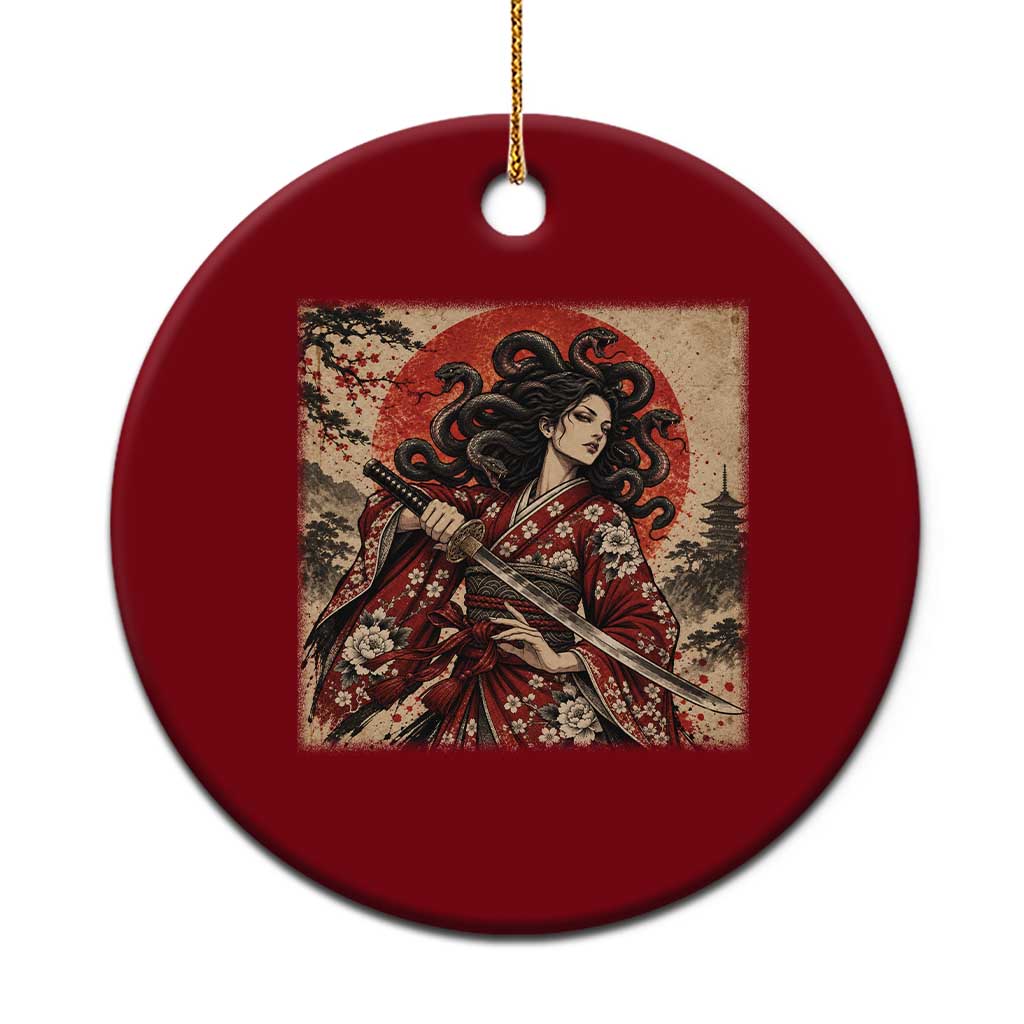 Vintage Ukiyoe Medusa Samurai Katana Ceramic Ornament Japanese Greek Mythology Art