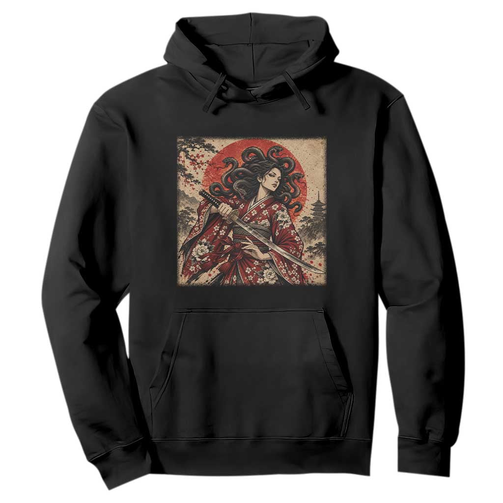 Vintage Ukiyoe Medusa Samurai Katana Hoodie Japanese Greek Mythology Art