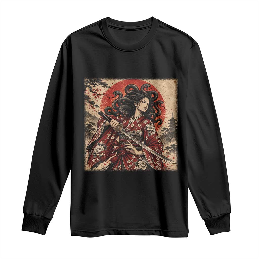 Vintage Ukiyoe Medusa Samurai Katana Long Sleeve Shirt Japanese Greek Mythology Art