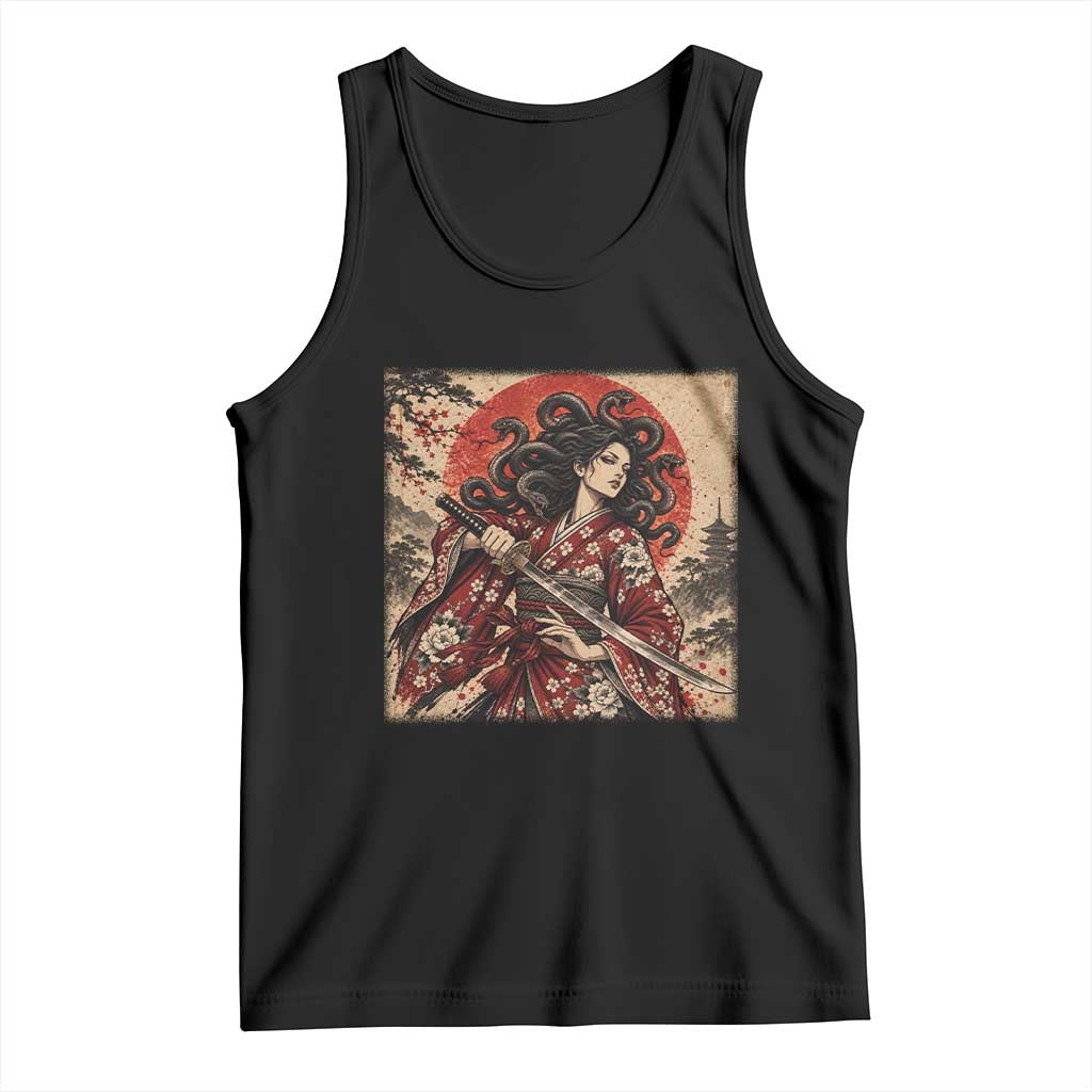 Vintage Ukiyoe Medusa Samurai Katana Tank Top Japanese Greek Mythology Art