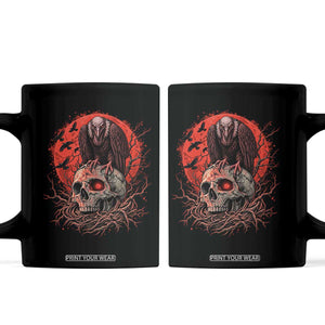 Gothic Vulture Perched On Skull Coffee Mug Blood Moon Dark Horror Gothic Graphic