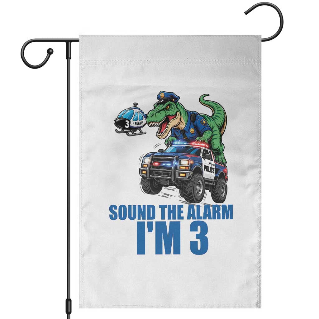 Funny Police Car Dinosaur 3rd Birthday Garden Flag Sound The Alarm I Am 3