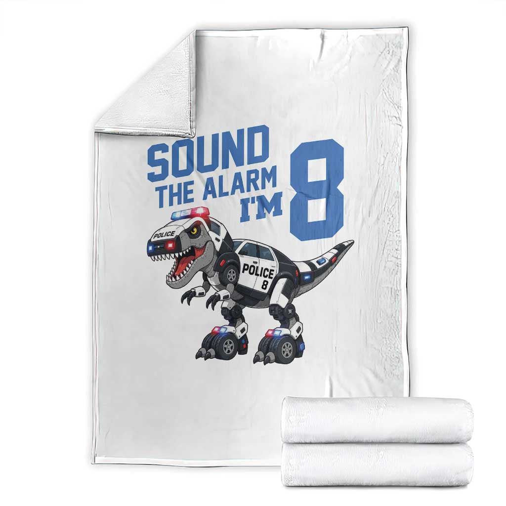 Funny Dinosaur Police Patrol 8th Birthday Throw Blanket Sound The Alarm I Am 8