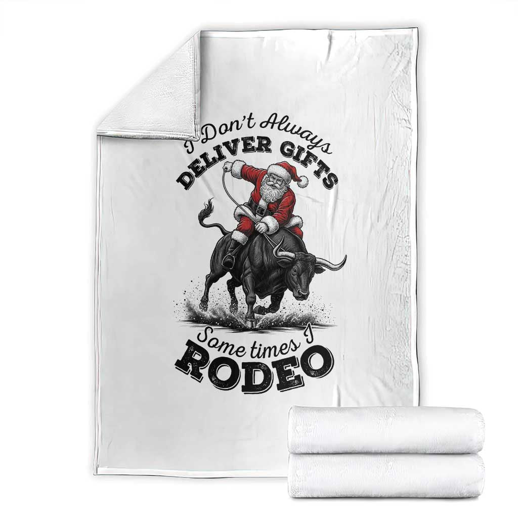 Funny Black Santa Cowboy Bull Rider Christmas Throw Blanket I Do Not Deliver Gifts I Rodeo TS12 White Print Your Wear
