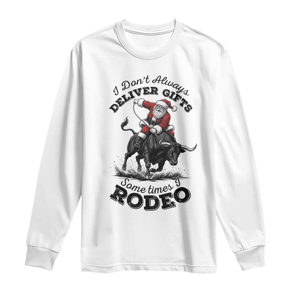 Funny Black Santa Cowboy Bull Rider Christmas Long Sleeve Shirt I Do Not Deliver Gifts I Rodeo TS12 White Print Your Wear