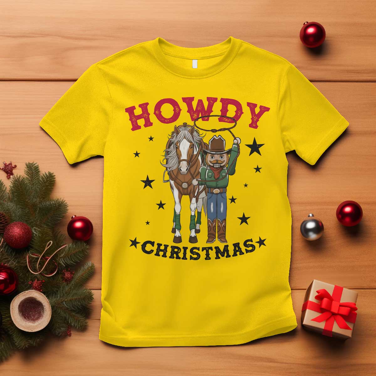 Funny Nutcracker Cowboy Howdy Christmas T Shirt Western Holiday Gift TS12 Daisy Print Your Wear
