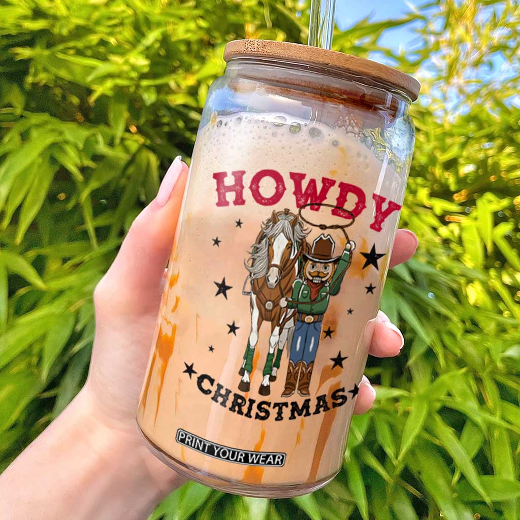 Funny Nutcracker Cowboy Howdy Christmas Glass Can Western Holiday Gift TS12 White Print Your Wear