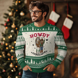 Funny Nutcracker Cowboy Howdy Xmas Ugly Christmas Sweater Western Holiday Gift TS12 Beige Green Print Your Wear